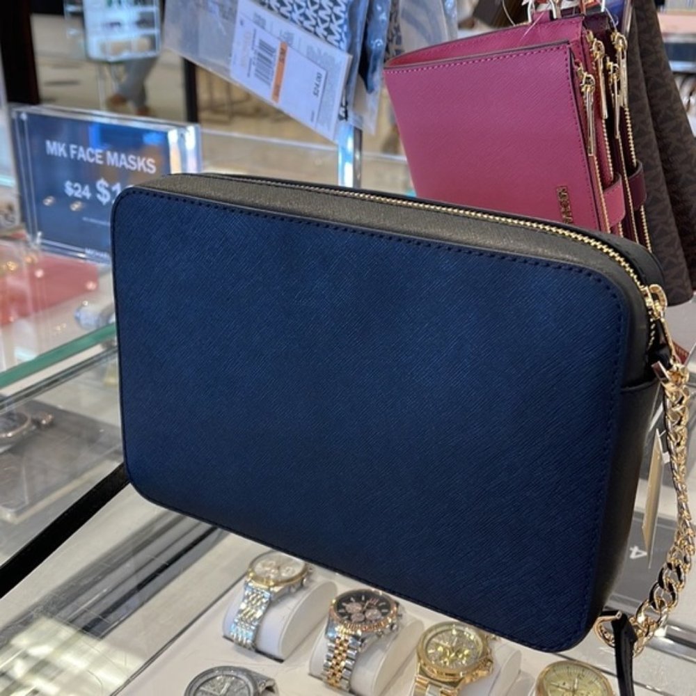 Michael Kors Jet Set Item Large East West Zip Crossbody Leather Black - Picture 6 of 16